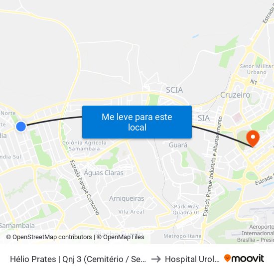 Hélio Prates | Qnj 3 (Cemitério / Setor H Norte) to Hospital Urológico map