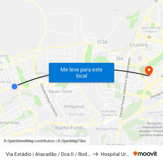 Via Estádio | Atacadão / Dca II / Rodoviária / Estádio to Hospital Urológico map