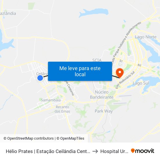 Hélio Prates | Estação Ceilândia Centro / Fort Atacadista to Hospital Urológico map