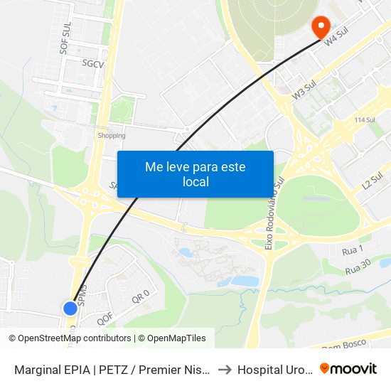 Marginal EPIA | PETZ / Premier Nissan & Renault to Hospital Urológico map