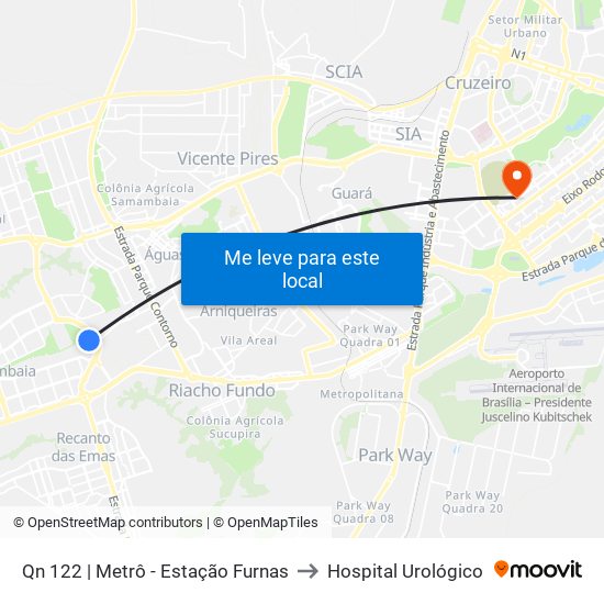 Qn 122 | Metrô - Estação Furnas to Hospital Urológico map