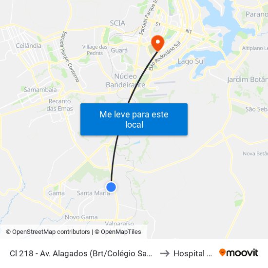 Cl 218 - Av. Alagados (Brt/Colégio Santa Maria/N.S.Aparecida) to Hospital São Braz map