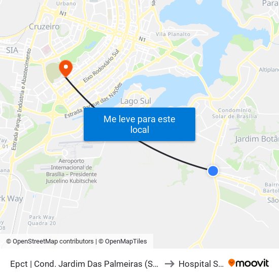 Epct | Cond. Jardim Das Palmeiras (Sentido São Sebastião) to Hospital São Braz map