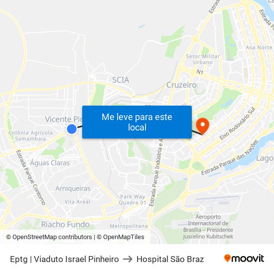 Eptg | Viaduto Israel Pinheiro to Hospital São Braz map