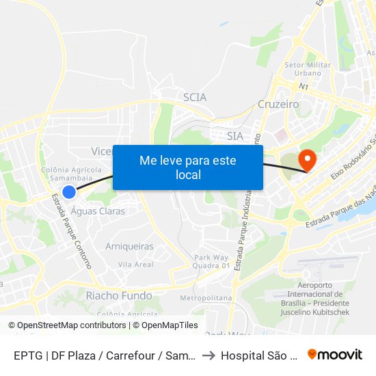 EPTG | DF Plaza / Carrefour / Sam's Club to Hospital São Braz map