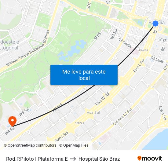 Rod.P.Piloto | Plataforma E to Hospital São Braz map