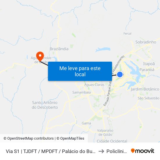 Via S1 | TJDFT / MPDFT / Palácio do Buriti to Policlínica map