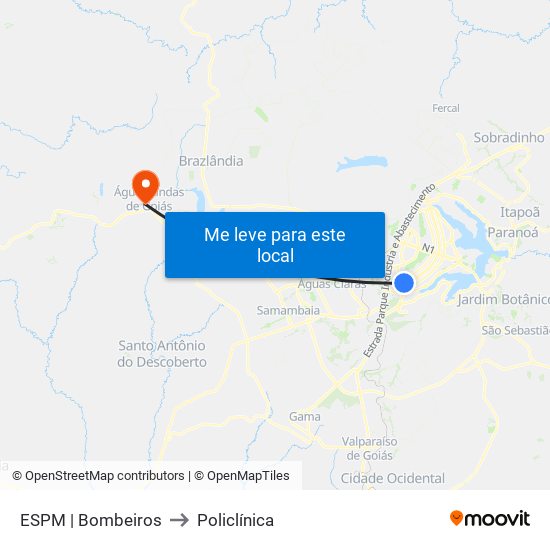 ESPM | Bombeiros to Policlínica map