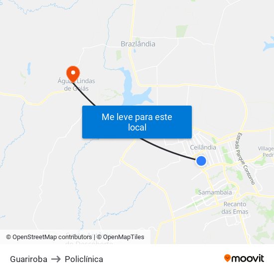Guariroba to Policlínica map