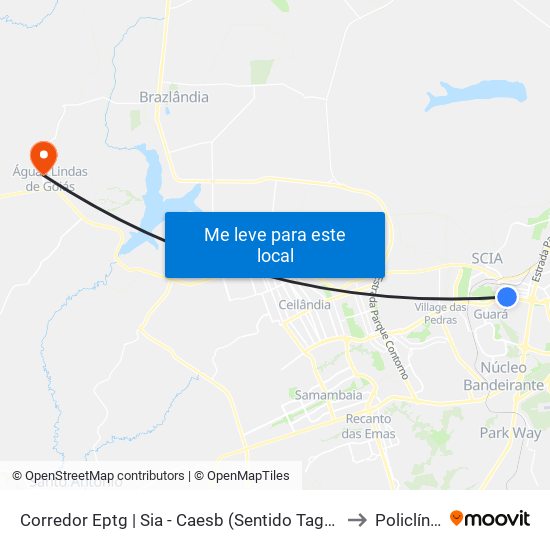 Corredor Eptg | Sia - Caesb (Sentido Taguatinga) to Policlínica map