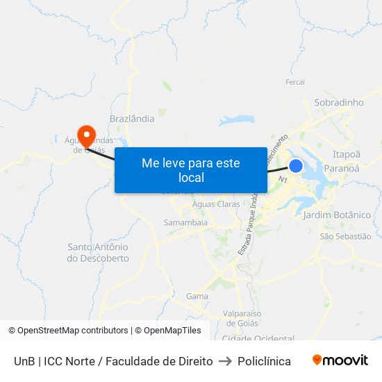 Unb | Icc Norte / Faculdade De Direito to Policlínica map