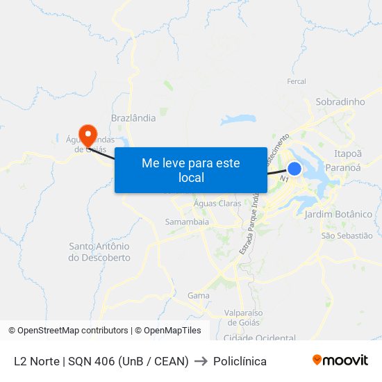 L2 Norte | Sqn 406 (Unb / Odonto Hub) to Policlínica map