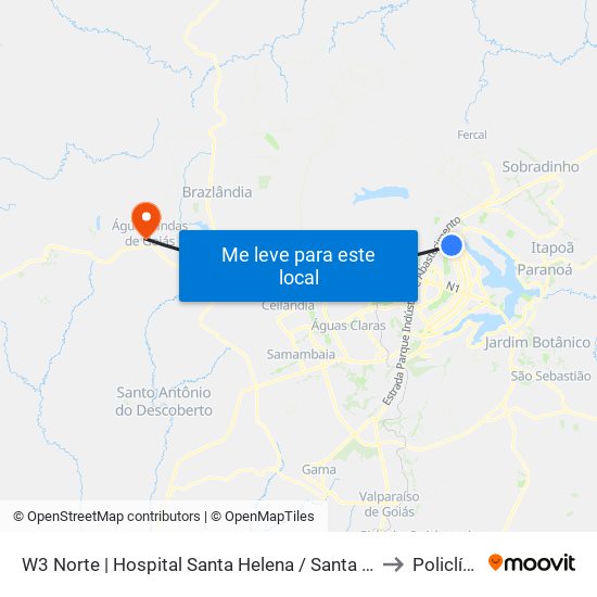 W3 Norte | Hospital Santa Helena / Santa Lúcia Norte to Policlínica map