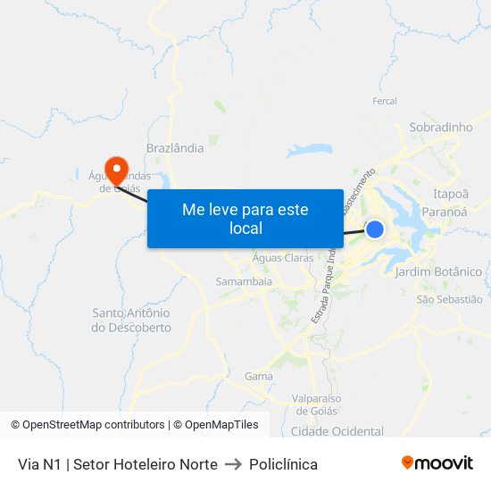 Via N1 | Setor Hoteleiro Norte to Policlínica map