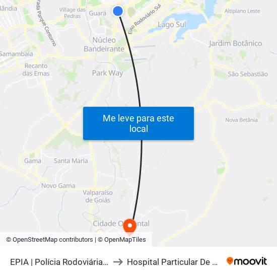 Epia Sul | Sede Prf / Novacap to Hospital Particular De Cidade Ocidental Go map