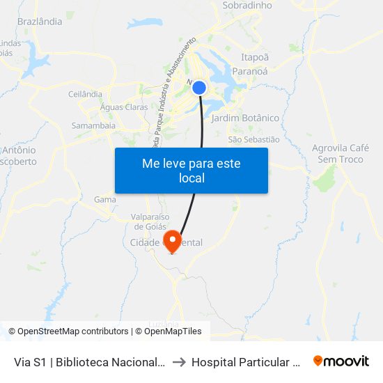 Via S1 | Biblioteca Nacional / Museu Nacional / Sesi Lab to Hospital Particular De Cidade Ocidental Go map