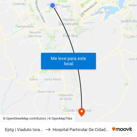 Eptg | Viaduto Israel Pinheiro to Hospital Particular De Cidade Ocidental Go map