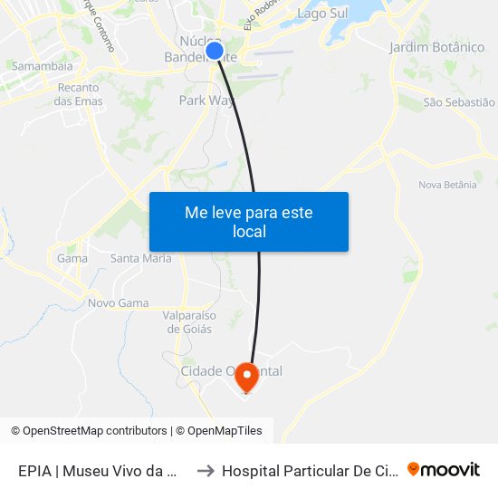 Epia Sul | Museu Vivo Da Memória Candanga to Hospital Particular De Cidade Ocidental Go map