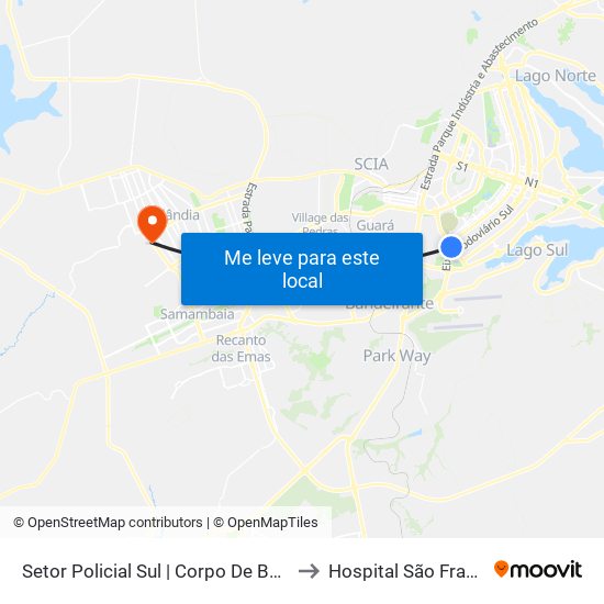 ESPM | Bombeiros to Hospital São Francisco map