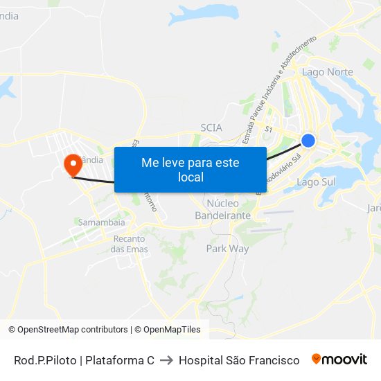 Rod.P.Piloto | Plataforma C to Hospital São Francisco map
