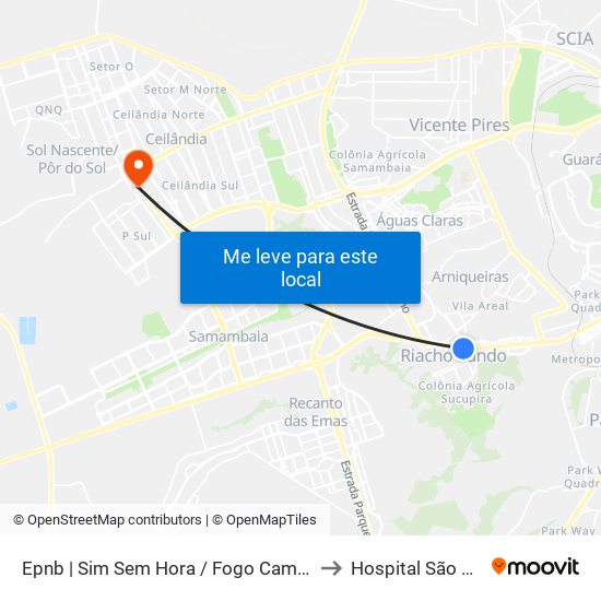 Epnb | Sim Sem Hora / Fogo Campeiro / Villa Brasil to Hospital São Francisco map