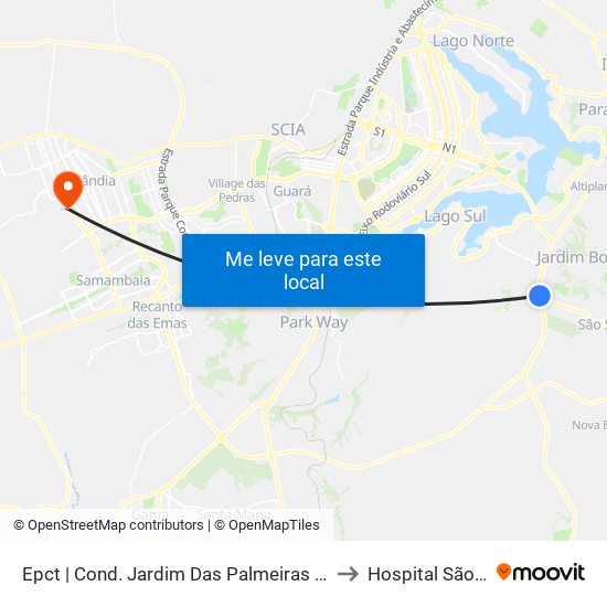 Epct | Cond. Jardim Das Palmeiras (Sentido São Sebastião) to Hospital São Francisco map