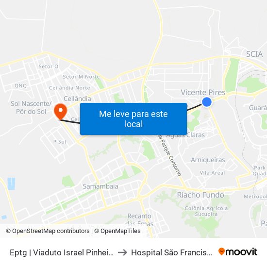 Eptg | Viaduto Israel Pinheiro to Hospital São Francisco map