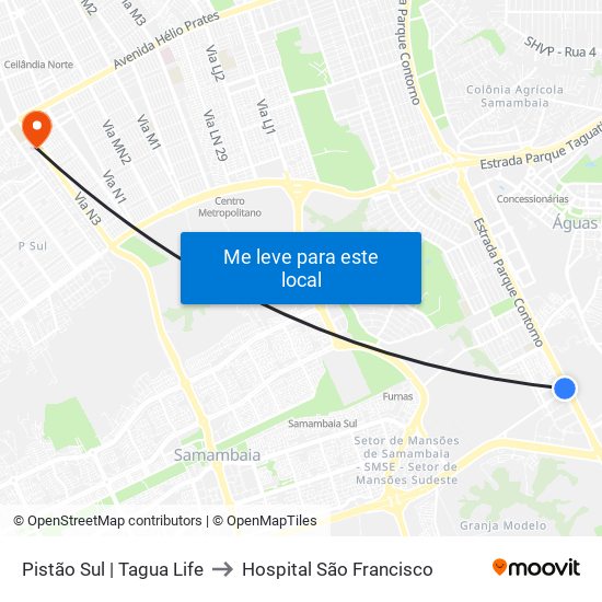 Pistão Sul | Csg 3 (Tagua Life) to Hospital São Francisco map