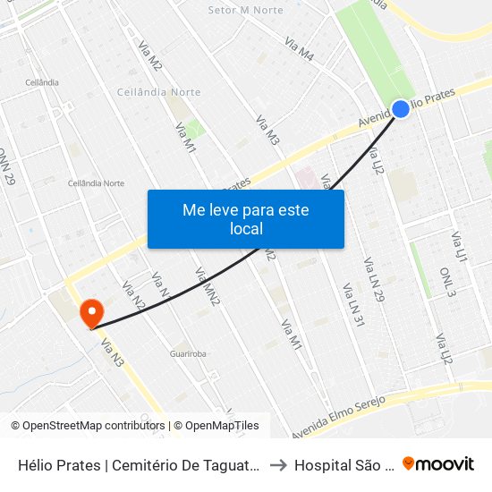 Hélio Prates | Cemitério De Taguatinga / Fort Atacadista to Hospital São Francisco map