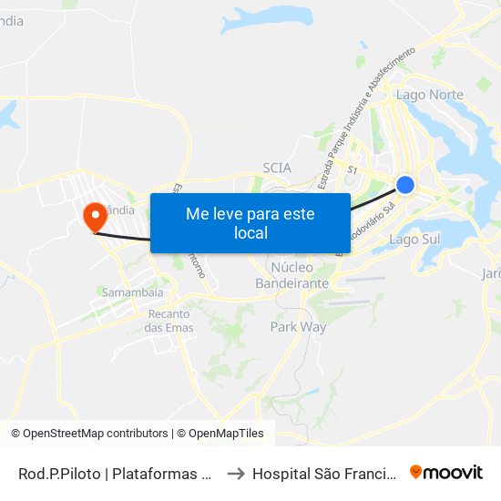 Rod.P.Piloto | Plataformas B / F to Hospital São Francisco map