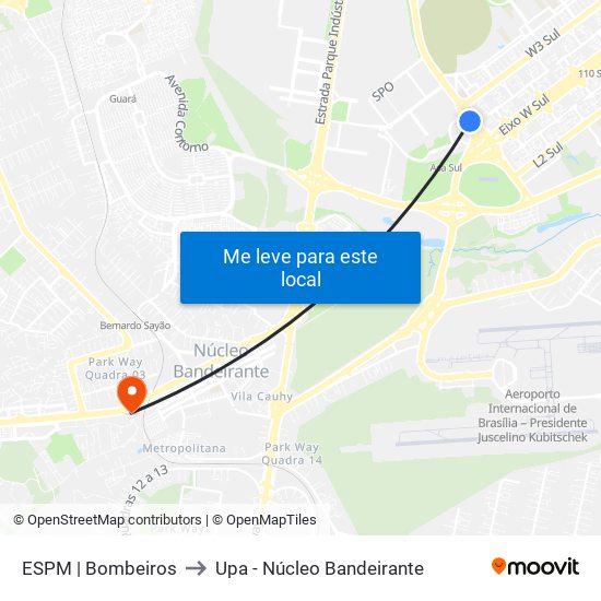 Setor Policial Sul | Corpo De Bombeiros to Upa - Núcleo Bandeirante map