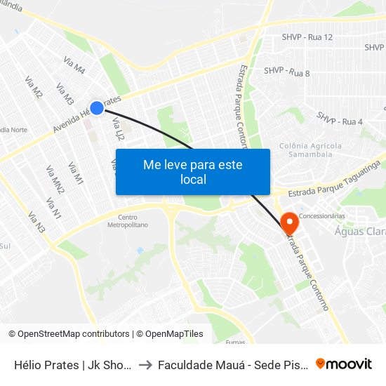 Hélio Prates | Jk Shopping to Faculdade Mauá - Sede Pistão Sul map