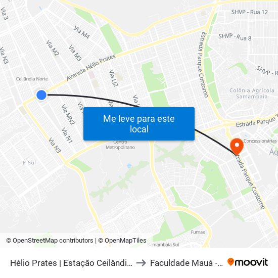 Hélio Prates | Estação Ceilândia Centro / Fort Atacadista to Faculdade Mauá - Sede Pistão Sul map