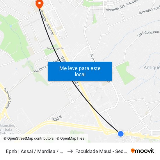 Epnb | Assaí / Mardisa / Café Do Sítio to Faculdade Mauá - Sede Pistão Sul map