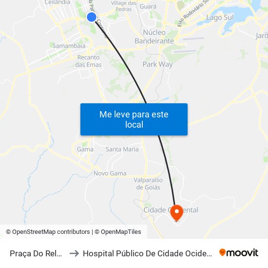 Praça Do Relógio to Hospital Público De Cidade Ocidental Go map