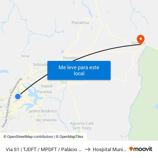 Via S1 | Tjdft / Mpdft / Palácio Do Buriti to Hospital Municipal map