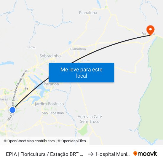 EPIA | Floricultura / Estação BRT Park Way to Hospital Municipal map