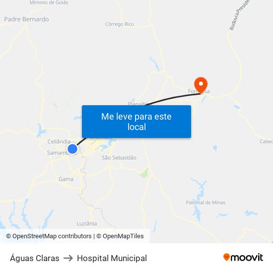 Águas Claras to Hospital Municipal map