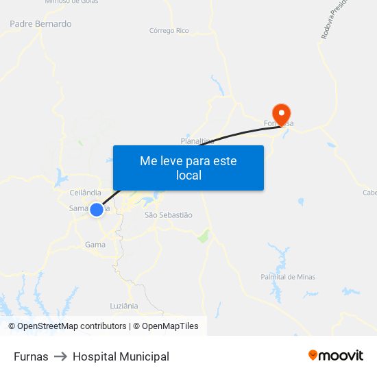 Furnas to Hospital Municipal map