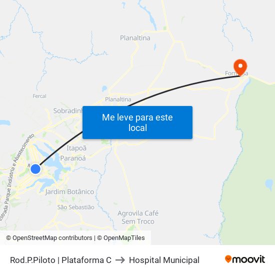 Rod.P.Piloto | Plataforma C to Hospital Municipal map