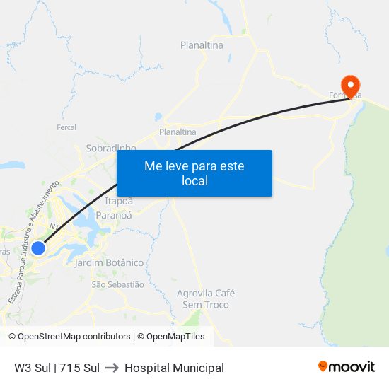 W3 Sul | 715 Sul to Hospital Municipal map