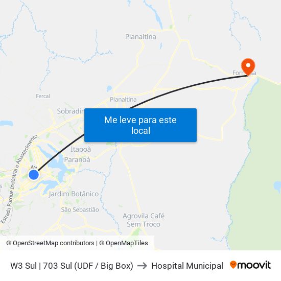 W3 Sul | 703 Sul (Udf / Big Box) to Hospital Municipal map