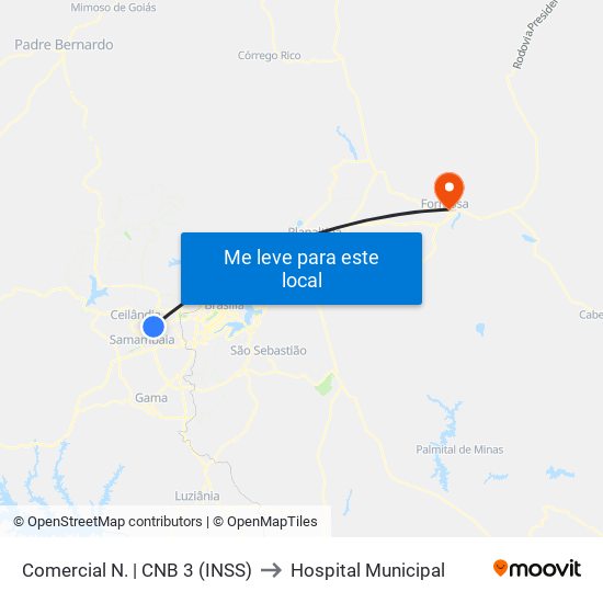 Comercial Norte | Cnb 3 (Inss) to Hospital Municipal map