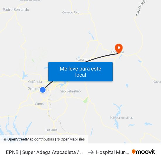 Epnb | Super Adega Atacadista / Gran Motel to Hospital Municipal map