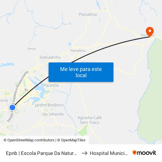 Epnb | Escola Parque Da Natureza to Hospital Municipal map