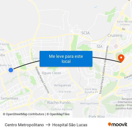 Centro Metropolitano to Hospital São Lucas map