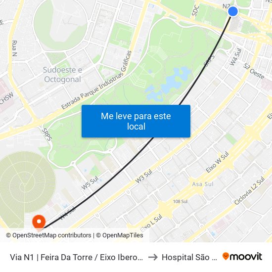 Via N1 | Feira Da Torre / Eixo Ibero-Americano to Hospital São Lucas map