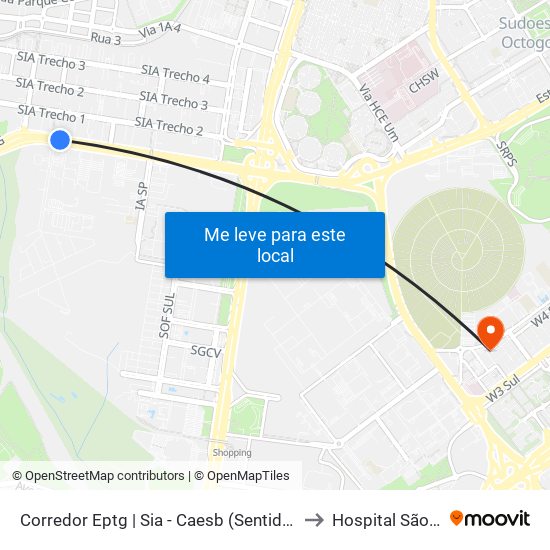 Corredor Eptg | Sia - Caesb (Sentido Taguatinga) to Hospital São Lucas map