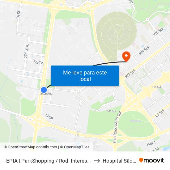 Epia Sul | Parkshopping / Rod. Interestadual / Assaí to Hospital São Lucas map