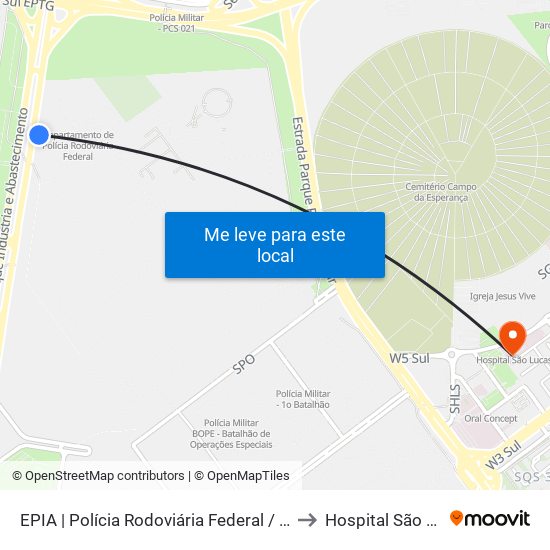 Epia Sul | Sede Prf / Novacap to Hospital São Lucas map